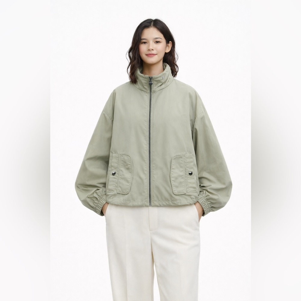 Zara Packable Satin Effect Jacket Sz XS Light Pale Green